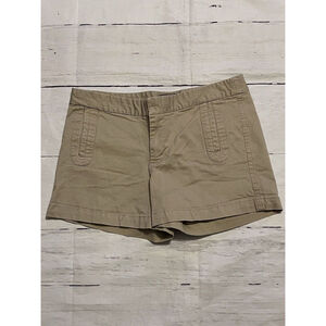 Gap Women's Khaki Beige Tan Short Shorts Stretch Flat Front W Pockets Size 8